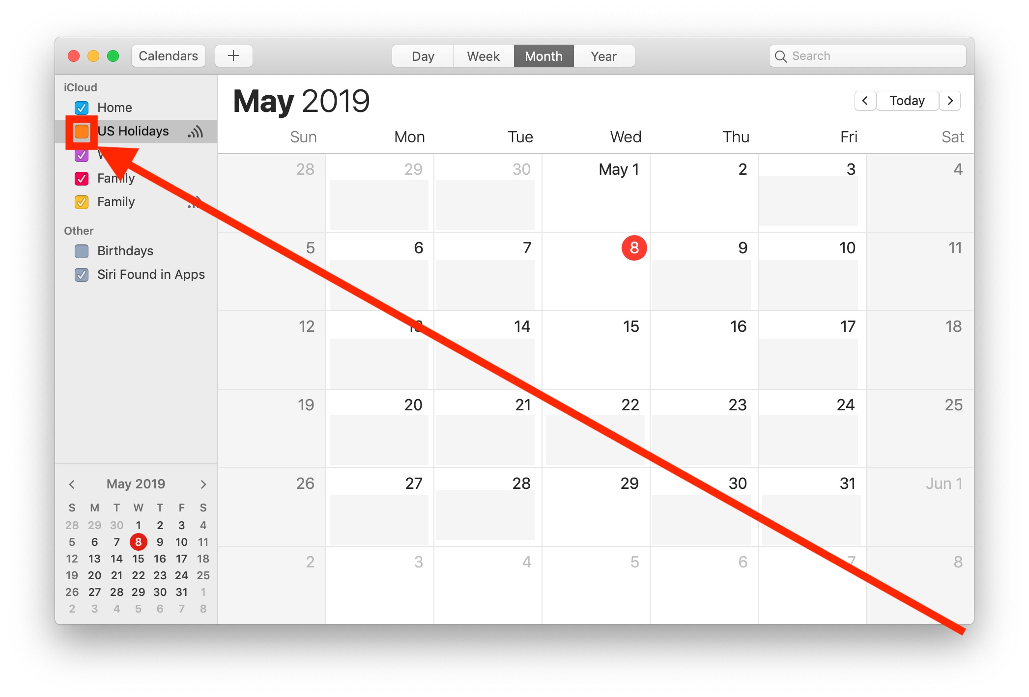 holidays calendar for mac osx